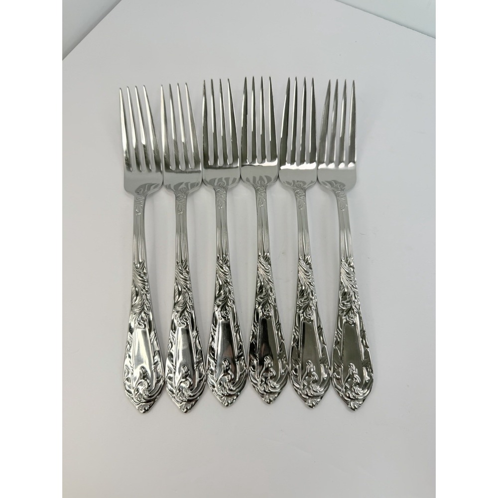 Reed and Barton Monique 18/10 Stainless Steel Dinner Forks Set of 6